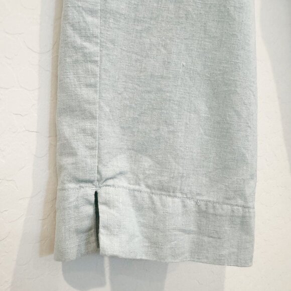 Vintage Linen Cotton Pull On Elastic Waist Pants Pockets Vtg Light Blue Medium - Picture 5 of 9